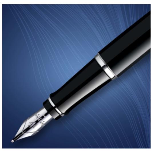 Waterman Expert stylo bille | noir brillant avec attributs dorés à l'or fin  23 k | pointe moyenne | encre bleue | coffret cadeau