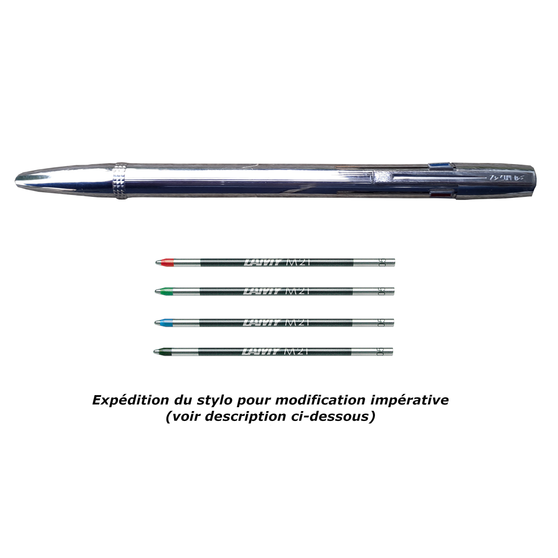 Lot de 4 recharges compatibles pour Stylo Bille 4 couleurs Waterman Panta Titane (Années 50/70